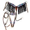 Western Horse Headstall Bridle Breast Collar Tack Set Leather Floral Tooled Handmade Full Cob Pony Breastplate ME-HBC-030A (Full) view 1