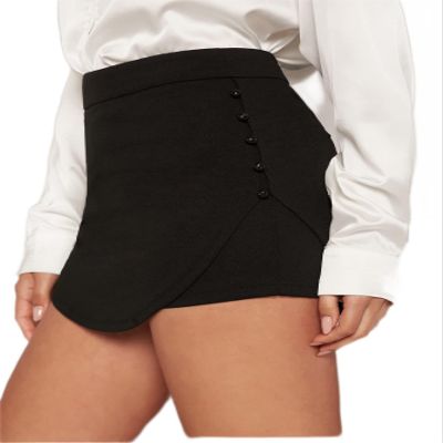 AMDMG Shorts for Women Solid Curved Hem Skort (Color : Black, Size : Small)