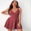 2023 Women's Dresses Crisscross Open Back Fit and Flare Dress Women's Dresses (Color : Dusty Pink, Size : Small) view 2