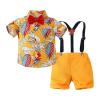 Boys Clothes Set Children's Short Sleeved Leaf Pattern Children's Overalls Two Piece Set Baby Boys' (Yellow, 5-6 Years) view 1