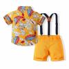 Boys Clothes Set Children's Short Sleeved Leaf Pattern Children's Overalls Two Piece Set Baby Boys' (Yellow, 5-6 Years) view 4