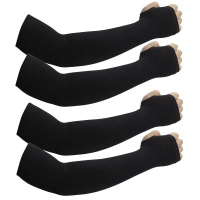 JUSDIQIR UV Sun Protection Arm Sleeves with Thumb Holes for Men Women (2, Black)