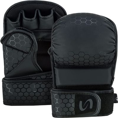 UFG Ultimate Series MMA Sparring Gloves - Boxing MMA Muay Thai Bag Work (All Black, Large-XLarge)