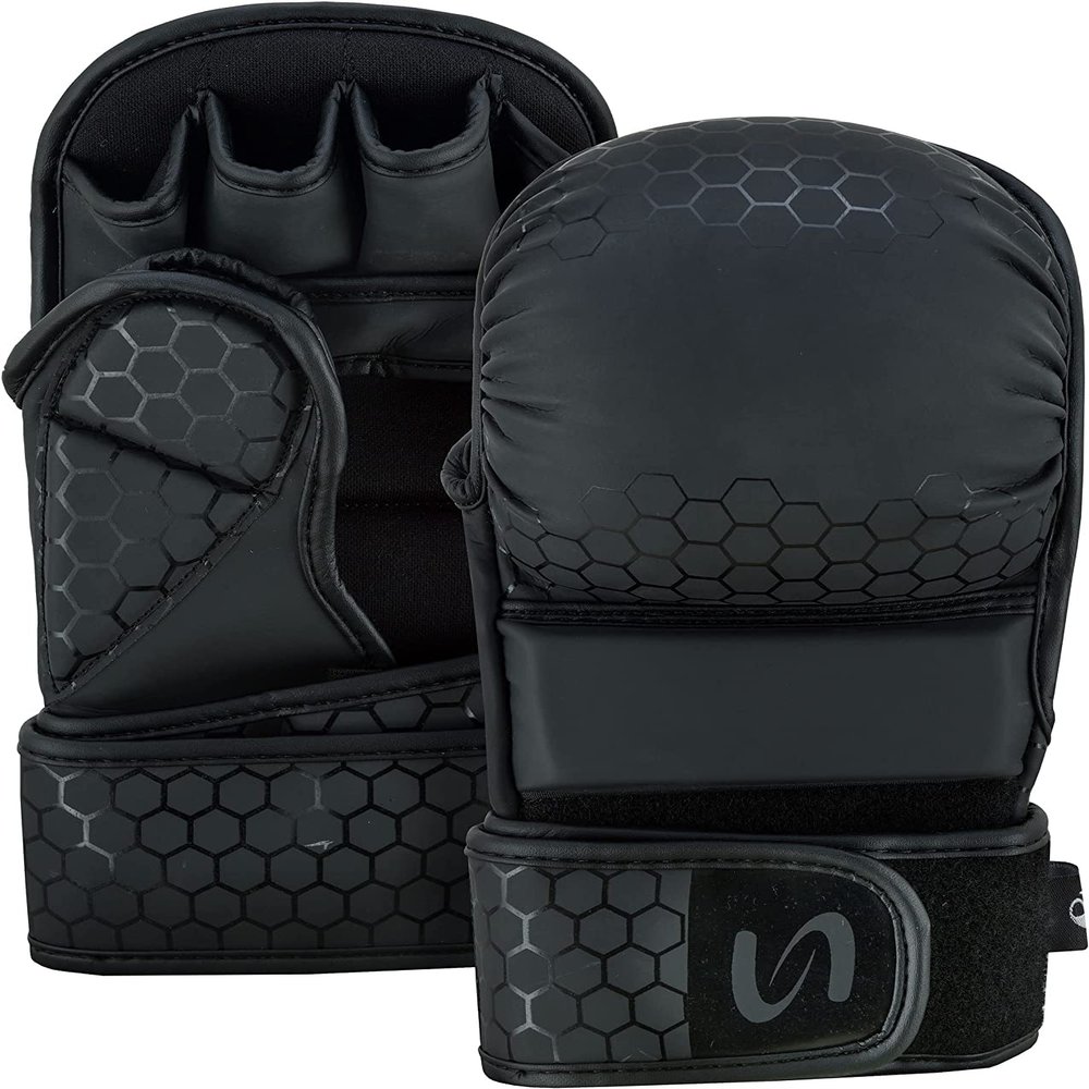 UFG Ultimate Series MMA Sparring Gloves - Boxing MMA Muay Thai Bag Work (All Black, Large-XLarge)