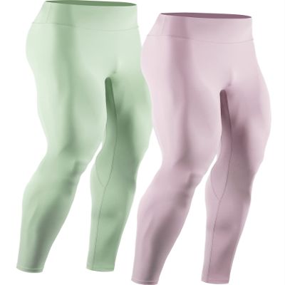 NELEUS Men's 2 Pack Compression Pant Running Leggings,6107 Pink/Light Green,2XL