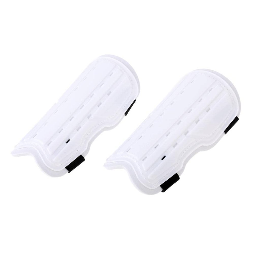 Leefasy 1 Pair Soccer Shin Guard Pads with Adjustable Loop Straps Gear White