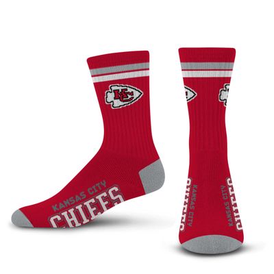 FBF - NFL 2 Stripe Deuce Team Logo Youth Size Kids Crew Socks Approx. 4-8 years old (Kansas City Chiefs)