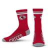 FBF - NFL 2 Stripe Deuce Team Logo Youth Size Kids Crew Socks Approx. 4-8 years old (Kansas City Chiefs) view 1