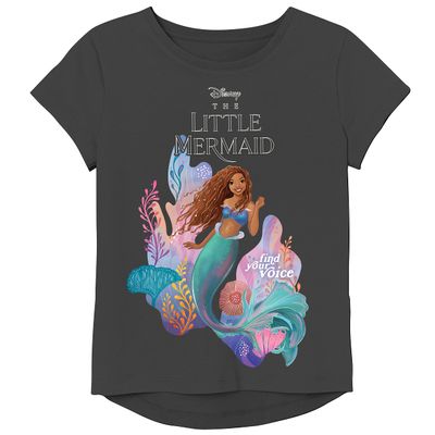 Disney The Little Mermaid Movie Girls Short Sleeve T-Shirt Black