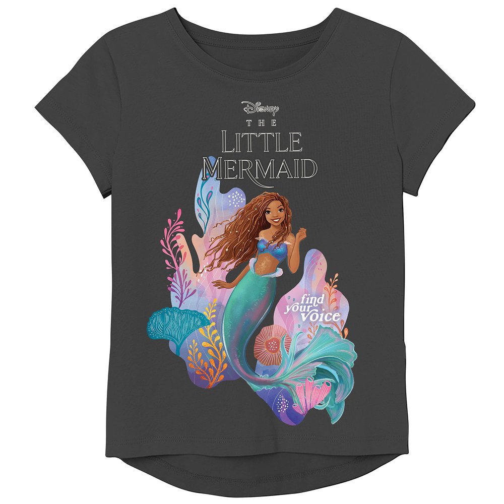 Disney The Little Mermaid Movie Girls Short Sleeve T-Shirt Black