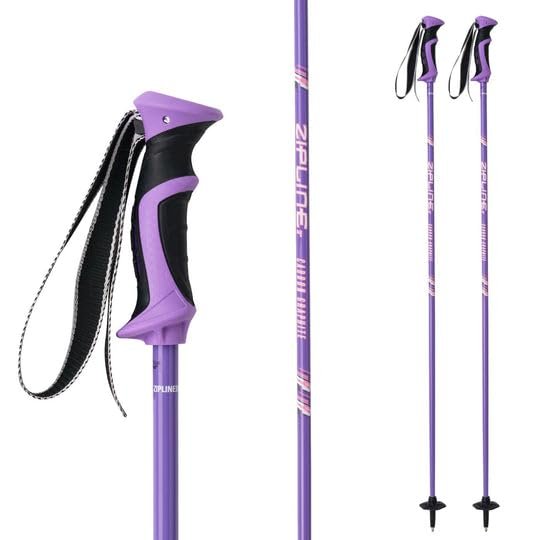 Zipline Lollipop 14.0 Graphite Carbon Composite Ski Poles  Lightweight Ergonomic Grip, Vibration Dampening, Groomers and Freestyle. Choice of Skiers (Lavender, 50" in./127 cm)