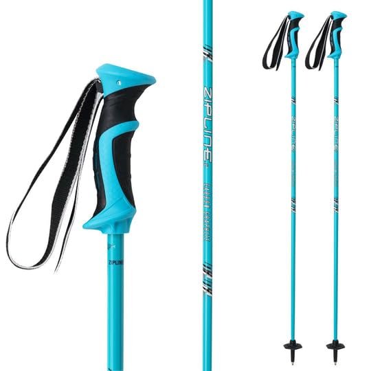 Zipline Lollipop 14.0 Graphite Carbon Composite Ski Poles  Lightweight Ergonomic Grip, Vibration Dampening, Groomers and Freestyle. Choice of Skiers (Radiant Blue, 44" in./112 cm)