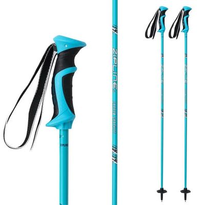 Zipline Lollipop 14.0 Graphite Carbon Composite Ski Poles  Lightweight Ergonomic Grip, Vibration Dampening, Groomers and Freestyle. Choice of Skiers (Radiant Blue, 48" in./122 cm)