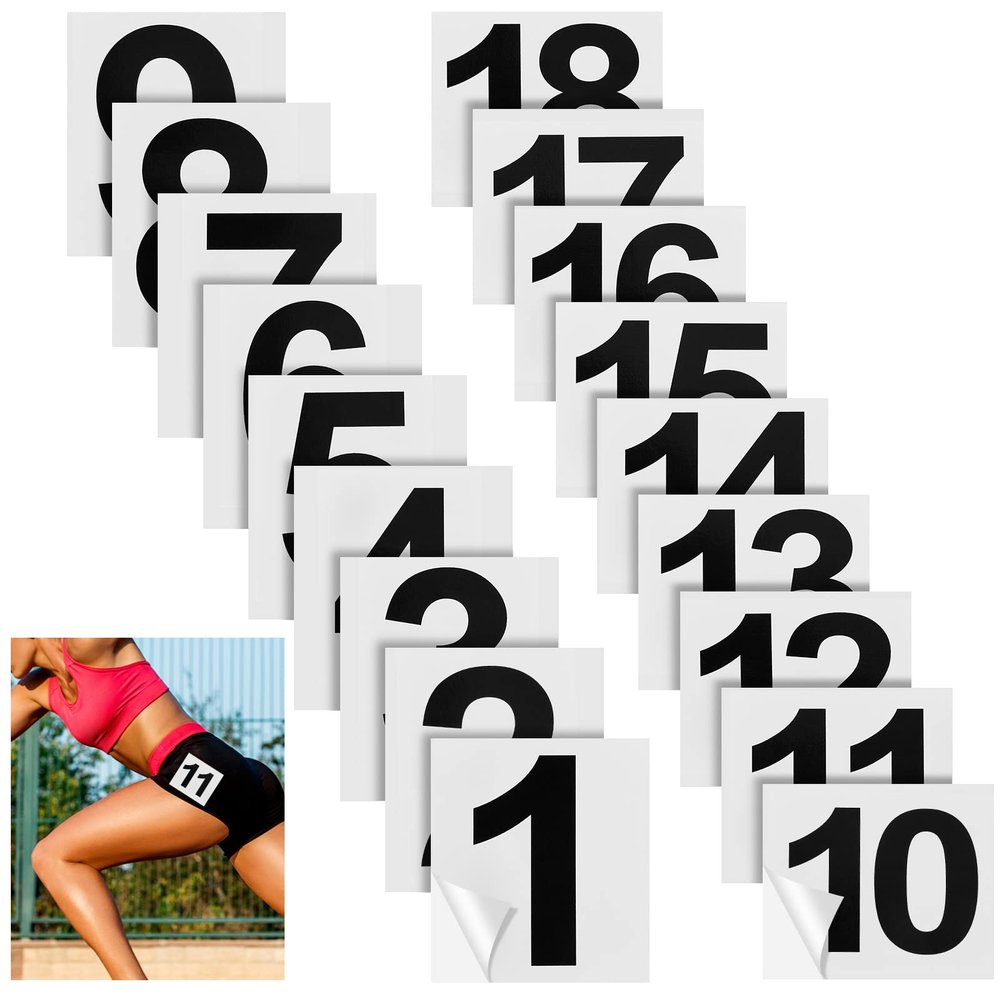 Jexine 450 Pcs 1-18 Athletes Hip Numbers 25 Set Each in Sequence 1 thru 18 Track and Field Competitor Numbers Flexible Self Sticking Waterproof Vinyl Number Stickers for Signs Mailbox Business