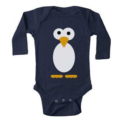 Cute Penguin Cartoon Long Sleeve Custom Made Cotton Infant Bodysuit Baby Romper
