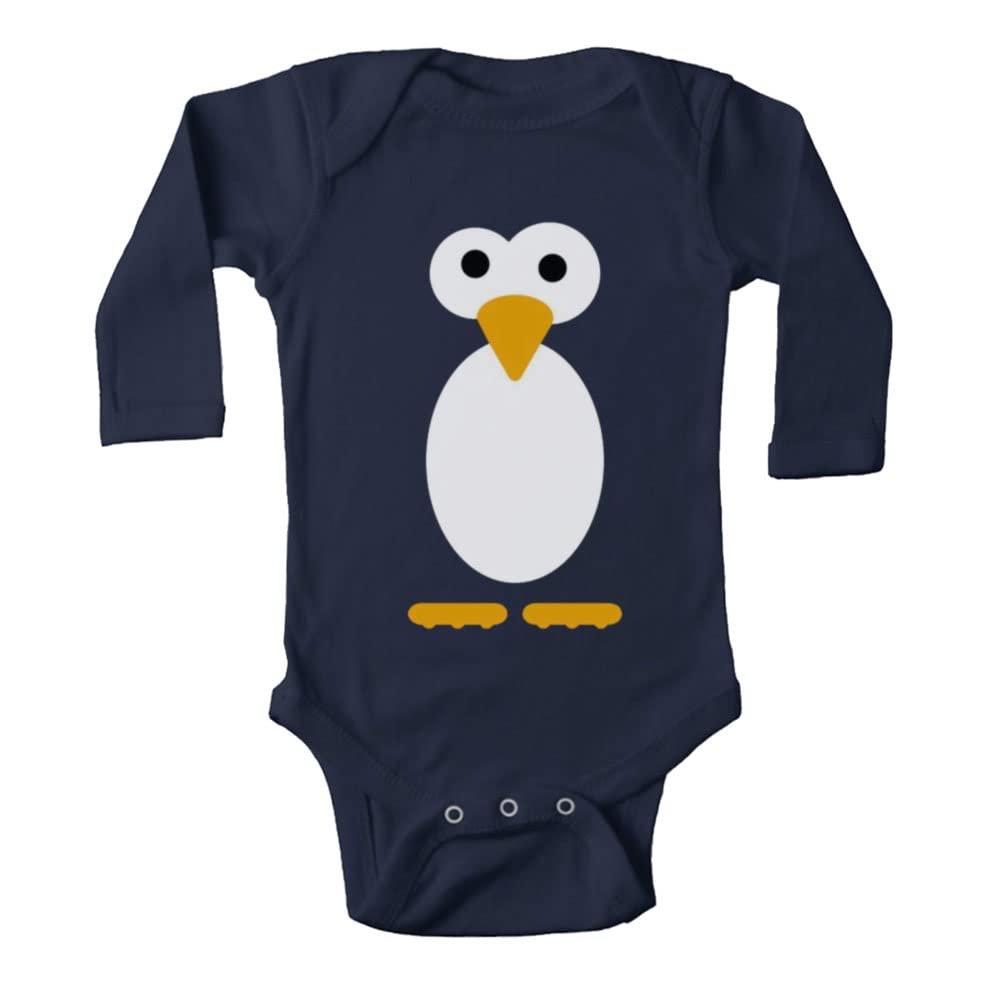 Cute Penguin Cartoon Long Sleeve Custom Made Cotton Infant Bodysuit Baby Romper