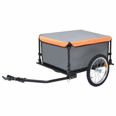 Bopdu Bike Cargo Trailer Gray and Orange 143.3 lb, Steel Folding Frame Quick Release 53.5" Wheels Bicycle Cargo Trailer
