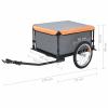 Bopdu Bike Cargo Trailer Gray and Orange 143.3 lb, Steel Folding Frame Quick Release 53.5" Wheels Bicycle Cargo Trailer view 3
