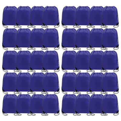 BeeGreen Royal Blue Drawstring Backpack Bulk 40 Pack Wholesale, Drawstring Bags for Christmas Party Gym Sport,Cinch Sack with String Machine Washable, DIY String Backpack for Women