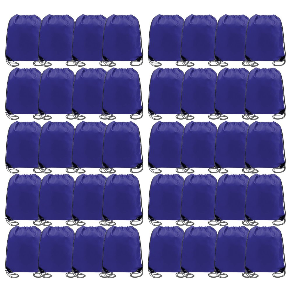 BeeGreen Royal Blue Drawstring Backpack Bulk 40 Pack Wholesale, Drawstring Bags for Christmas Party Gym Sport,Cinch Sack with String Machine Washable, DIY String Backpack for Women