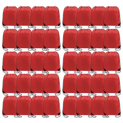 BeeGreen Red Drawstring Backpack Bulk 40 Pack Wholesale, Drawstring Bags for Christmas Party Gym Sport Trip,Cinch Sack Machine Washable, DIY String Backpack for Women and Men
