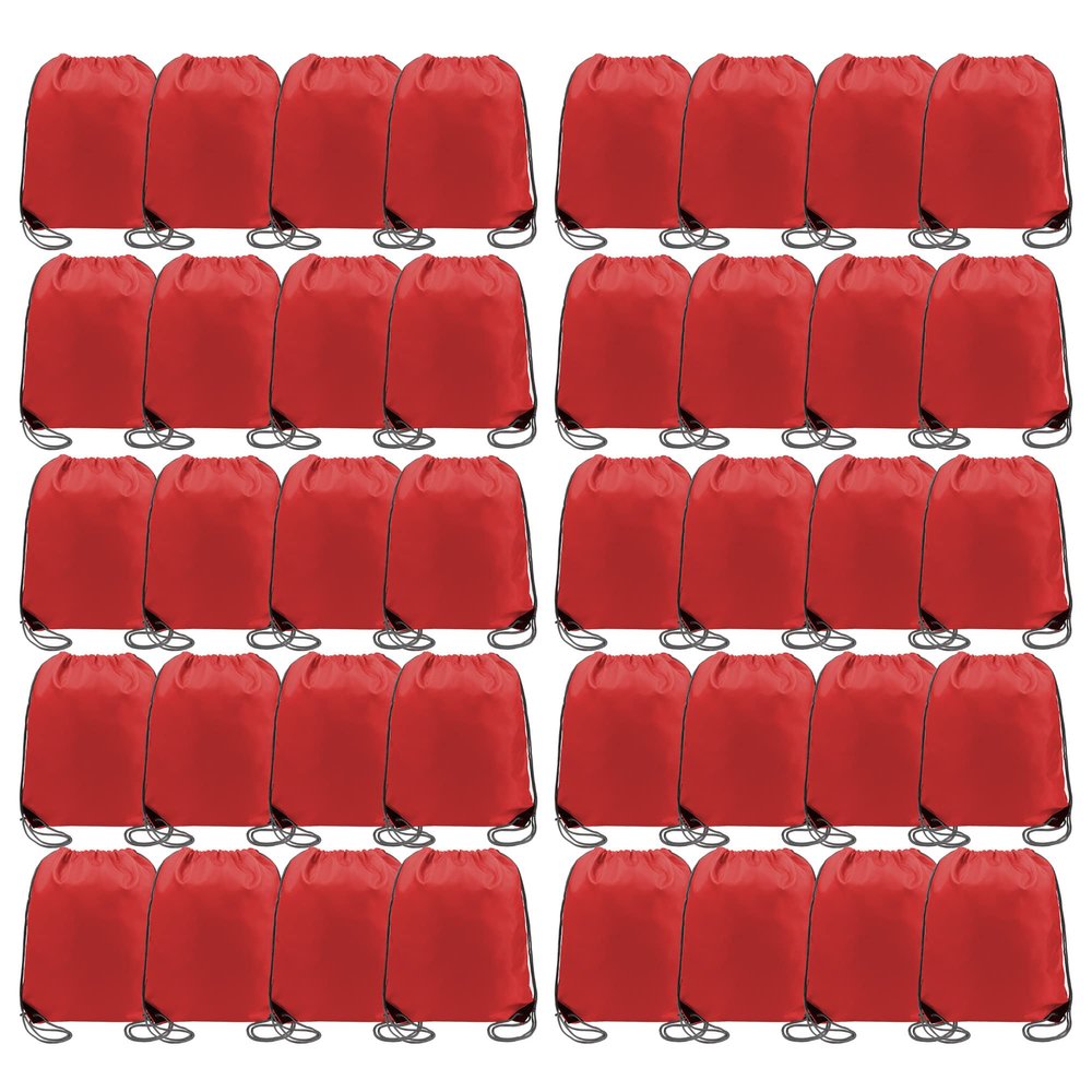 BeeGreen Red Drawstring Backpack Bulk 40 Pack Wholesale, Drawstring Bags for Christmas Party Gym Sport Trip,Cinch Sack Machine Washable, DIY String Backpack for Women and Men