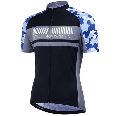 NDNCZDHC Men's Summer Cycling Equipment, Spring and Summer Sweat Absorbing Cycling Clothing, Shorts and Short Sleeved Suits, Camouflage Blue(S)