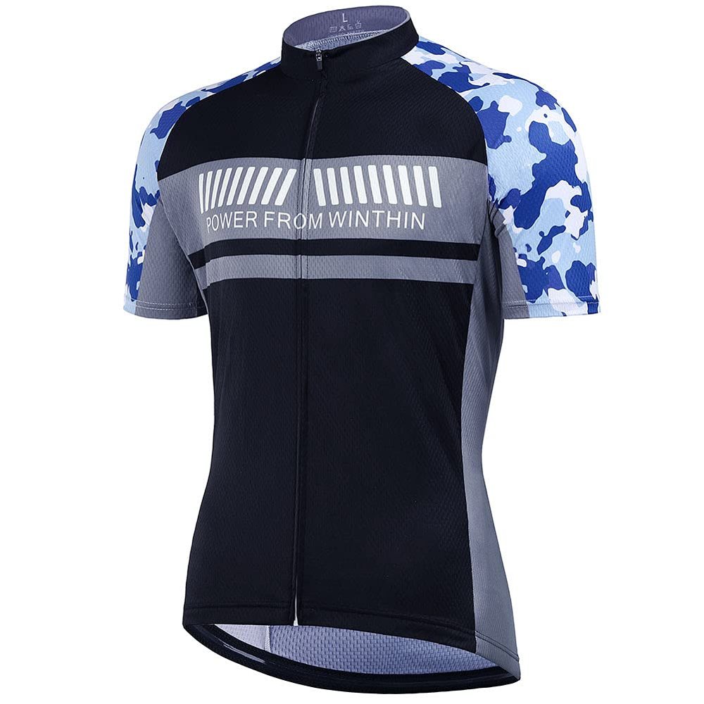 NDNCZDHC Men's Summer Cycling Equipment, Spring and Summer Sweat Absorbing Cycling Clothing, Shorts and Short Sleeved Suits, Camouflage Blue(S)
