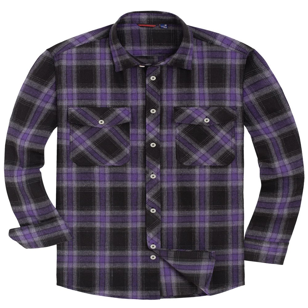 Alimens & Gentle Men's Button Down Regular Fit Long Sleeve Plaid Flannel Casual Shirts