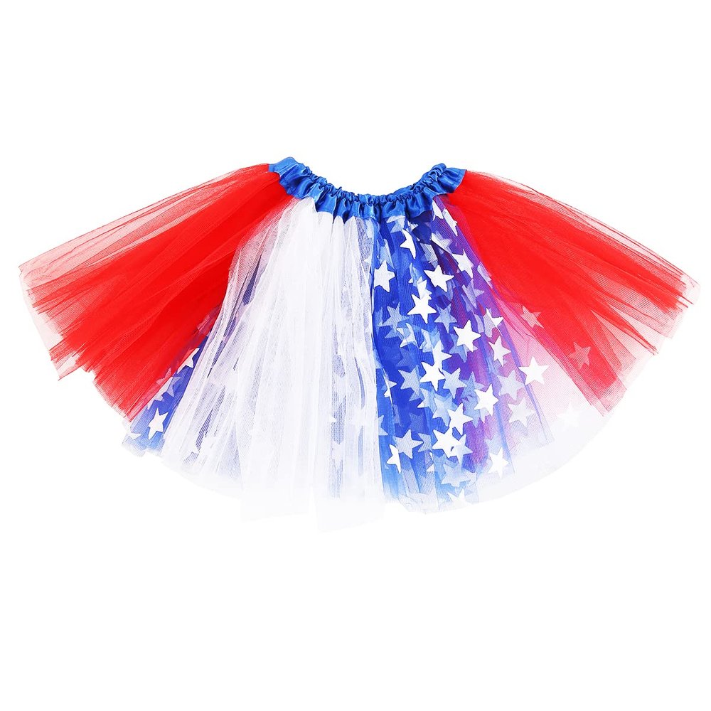 4th of July Girls Tutu Skirt Red Blue and White USA Patriotic Costume Independence Day American US Flag Tutu,Ballet Tulle Tutu Skirt Layered Rainbow Tutu Skirts