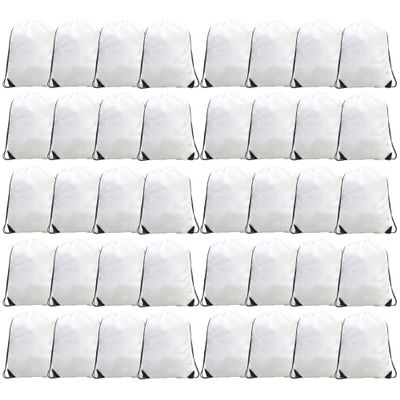 BeeGreen White Drawstring Backpack Bulk 40 Pack Wholesale, Drawstring Bags for Christmas Party Gym Sport Trip,Cinch Sack Machine Washable, DIY String Backpack for Women and Men