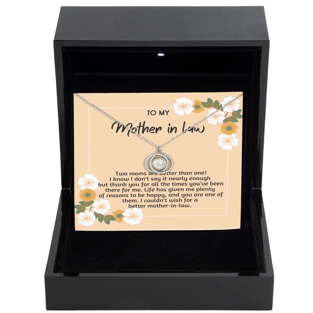 Double Crystal Circle Necklace Luxury Box Mother in Law Gifts, from Daughter in Law, Mother in Law Necklace, Bonus Mom Birthday, Mother's Day Ideas,