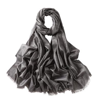 Hybeeh Sparkly Glitter Hijab Scarf for Women Shimmer Hijab Metallic Lightweight Wrap Pashmina Shawl for Women (Grey)
