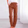 WABEOR Wide Leg Linen Pants for Women Plus Size Elastic Waist Casual Summer Pants Loose Fit Beach Pants Comfy Cotton Trousers view 2