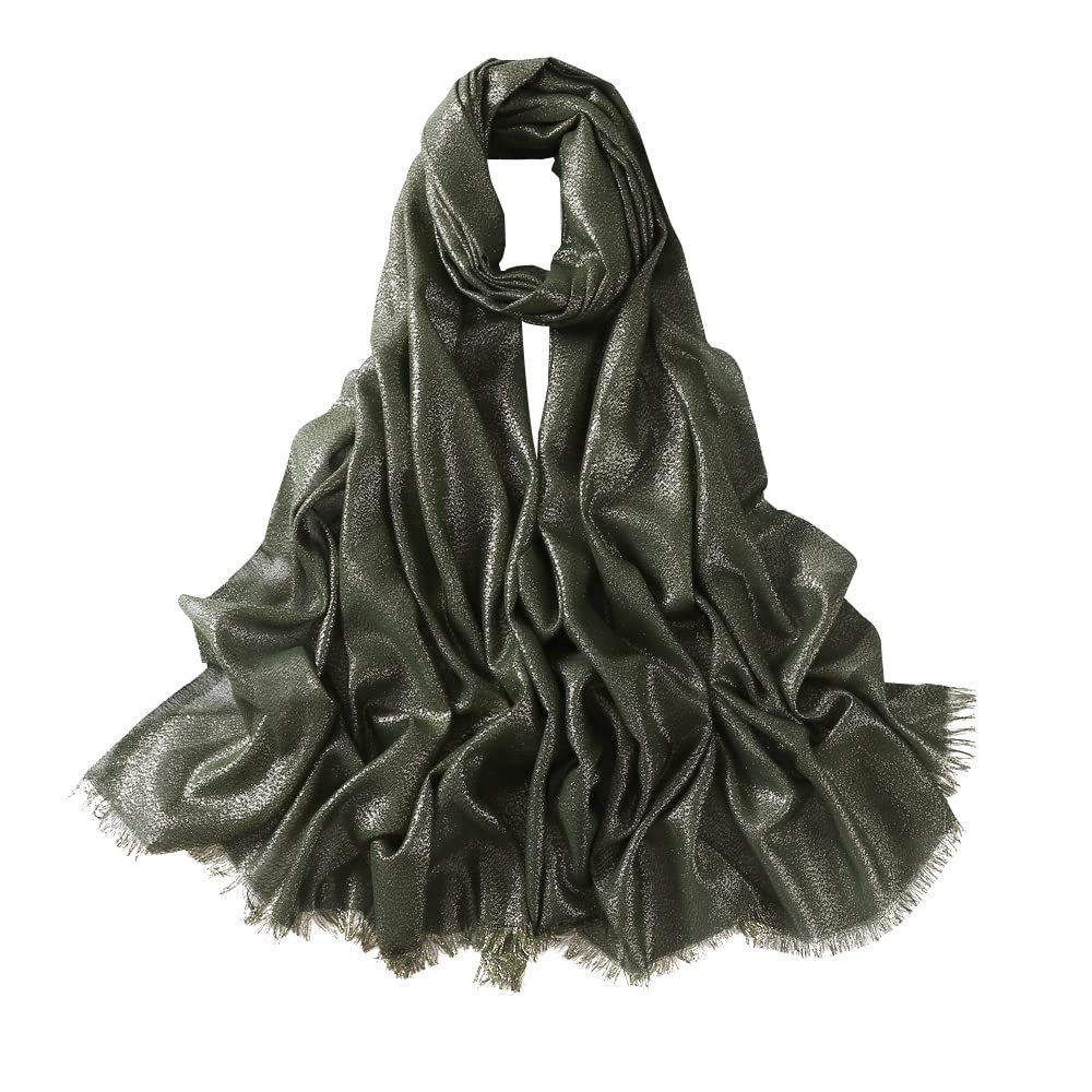 Hybeeh Sparkly Glitter Hijab Scarf for Women Shimmer Hijab Metallic Lightweight Wrap Pashmina Shawl for Women (Green)