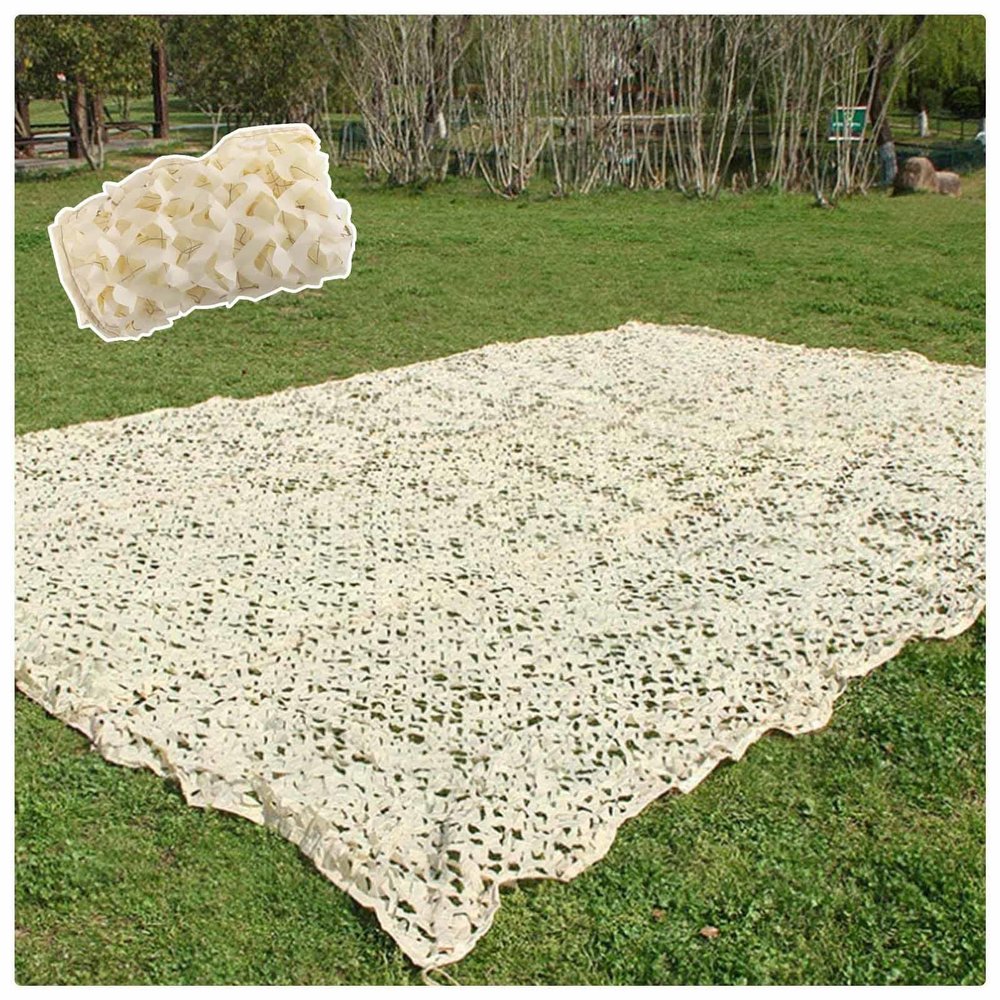 KOOEIN Camouflage Netting,2x6m 2x8m 3x3m 3x4m 3x5m 3x6m,Lightweight Camo Netting,Camouflage Netting Woodland,Hunting Shooting Military Theme Party Balcony Camouflage Netting,Beige-1.5x2m(4.9 * 6.6ft)