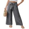 Feiersi Women Casual Wide Leg Pants High Waisted Business Work Casual Pants Loose Flowy Beach Palazzo Pants(Dark Grey,Medium) view 2