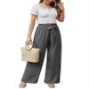Feiersi Women Casual Wide Leg Pants High Waisted Business Work Casual Pants Loose Flowy Beach Palazzo Pants(Dark Grey,Medium) view 4
