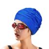 TOPOQ Women's Pleated Swimming Cap, Elastic Fabric, Hair Protection, Multifunction, Royal Blue, One Size view 1