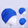 TOPOQ Women's Pleated Swimming Cap, Elastic Fabric, Hair Protection, Multifunction, Royal Blue, One Size view 3