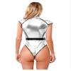 Linjinx Womens Patent Leather Astronaut Role Play Costume Zip-up Bodysuit Pole Dance Party Clubwear Silver Small view 4
