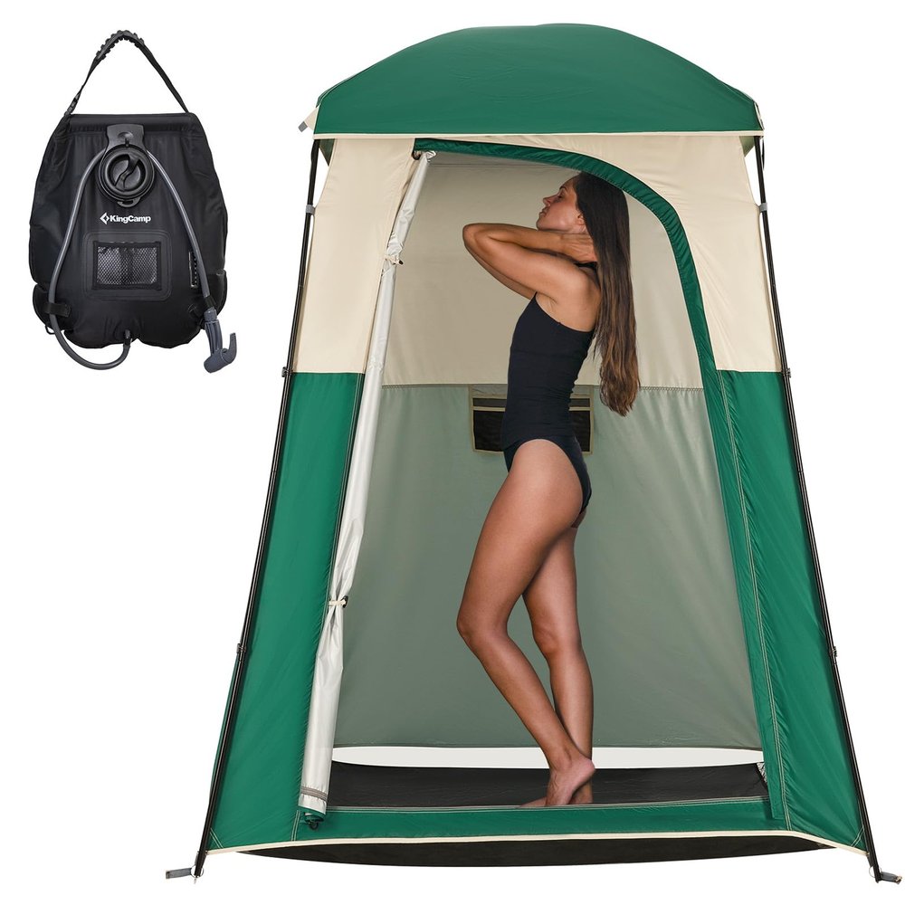KingCamp Shower Tent, Portable Privacy Tent Outdoor Camping 1/2 Room Toilet Tents with Shower Bag & Dressing Room for Travel Beach Tailgate