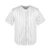 Youth Baseball Jersey Kids Button Down Short Sleeve Solid Color T-Shirt for School, PE, League Team Uniform (White Stripes, XL) view 1
