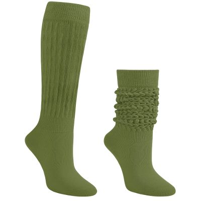 Auranso Slouch Socks Women Cotton Scrunch Knee High Long Knit Boot Socks Army Green
