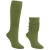 Auranso Slouch Socks Women Cotton Scrunch Knee High Long Knit Boot Socks Army Green view 1