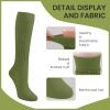 Auranso Slouch Socks Women Cotton Scrunch Knee High Long Knit Boot Socks Army Green view 4