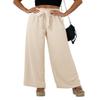Feiersi Women Casual Wide Leg Pants High Waisted Business Work Casual Pants Loose Flowy Beach Palazzo Pants(Beige,Medium) view 1