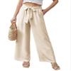 Feiersi Women Casual Wide Leg Pants High Waisted Business Work Casual Pants Loose Flowy Beach Palazzo Pants(Beige,Medium) view 2
