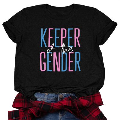 Keeper of The Gender Shirt Women Pregnancy Announcement T Shirt Gender Short Sleeve Tee Tops