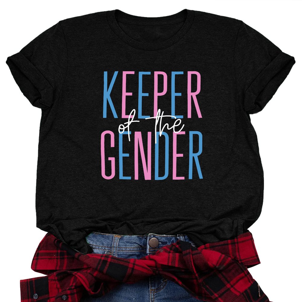 Keeper of The Gender Shirt Women Pregnancy Announcement T Shirt Gender Short Sleeve Tee Tops